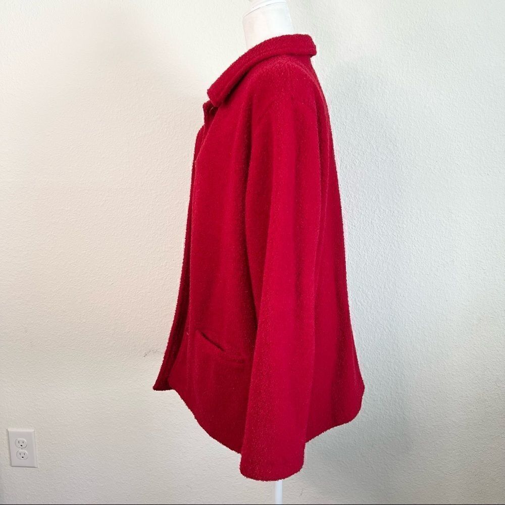 Sandro Sport Red Soft Textured Button Front Sweater Women's Large Pockets - Picture 4 of 7